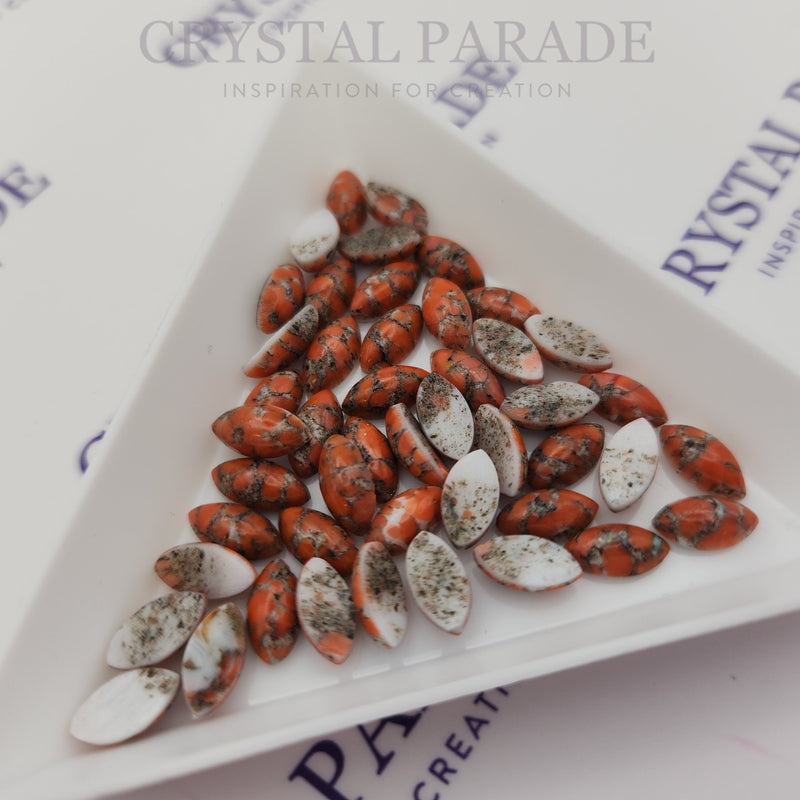 Preciosa Navette Cabochons - Marbled Coral (03298)