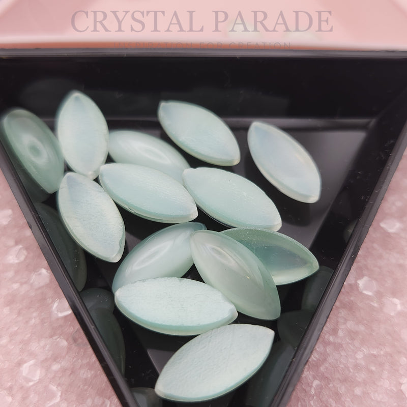 Preciosa Navette Glass Cabochons - Moonshine Green (01192)