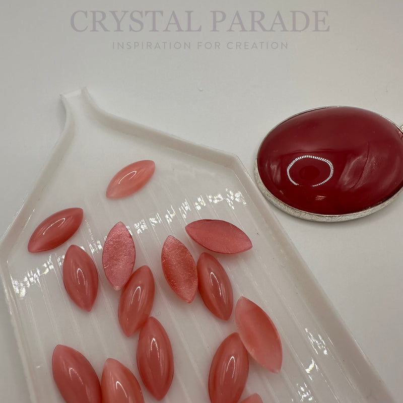 Preciosa Navette Glass Cabochons - Moonshine Rose (00375)