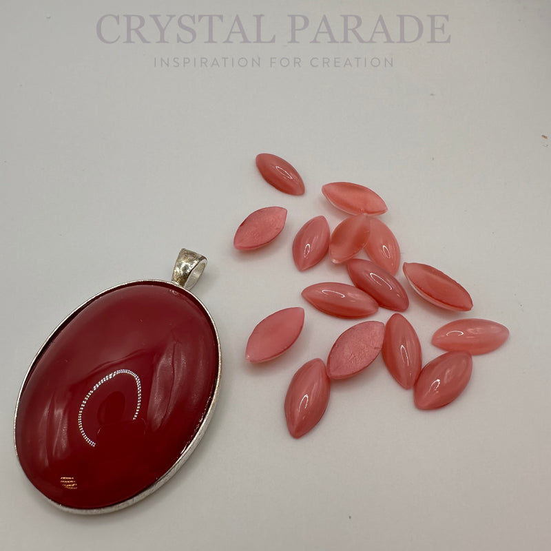 Preciosa Navette Glass Cabochons - Moonshine Rose (00375)