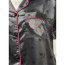Crystal Parade Black Heart Pyjama Set with Rhinestone Love Hearts
