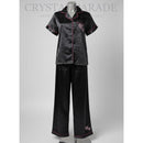 Crystal Parade Black Heart Pyjama Set with Rhinestone Love Hearts
