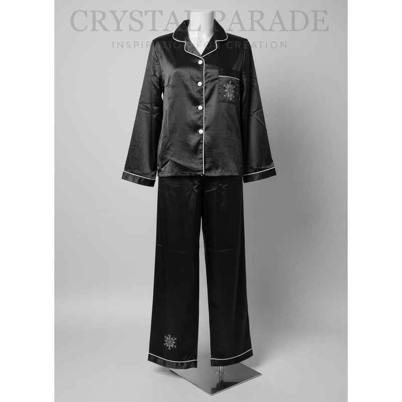 Crystal Parade Black Pyjama Set with Rhinestone Snowflake