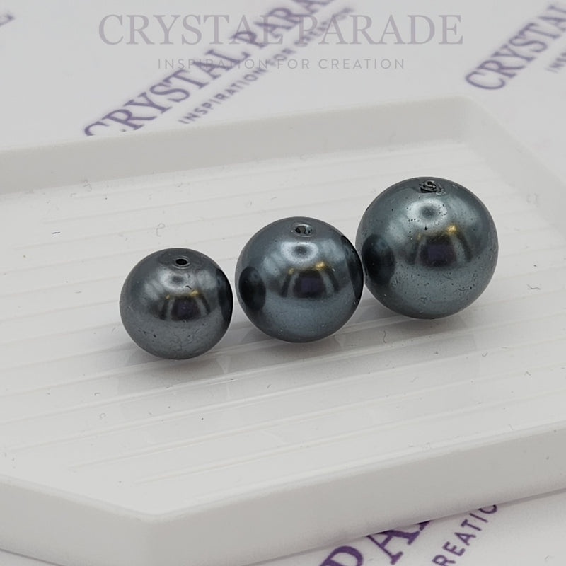 Preciosa Vintage Round Pearls - Dark Grey