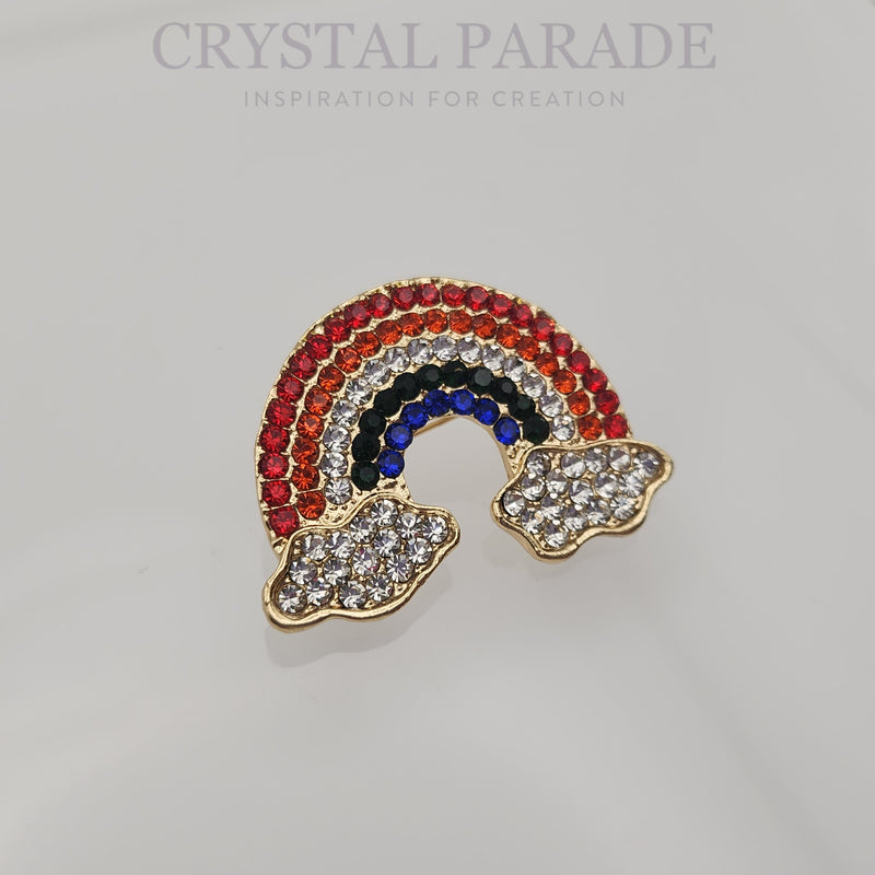 Rainbow Diamante Pin Badge