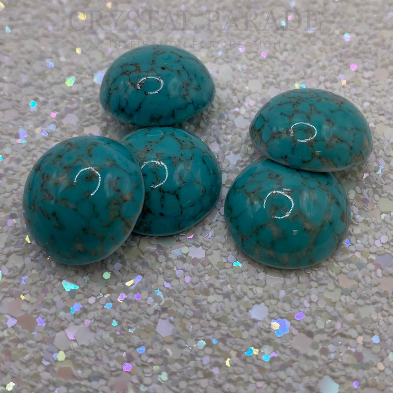 Preciosa Round Cabochons Various Sizes - Marbled Turquoise