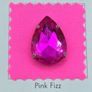 Luna Peardrop Sew on Stone in Silver Setting - Ruby Pink