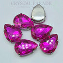 Luna Peardrop Sew on Stone in Silver Setting - Ruby Pink