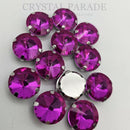 Luna Rivoli Sew on Stone in Silver Setting - Ruby Pink