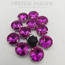 Luna Rivoli Sew on Stone in Silver Setting - Ruby Pink