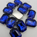 Luna Emerald Cut Sew on Stone in Silver Setting - Sapphire