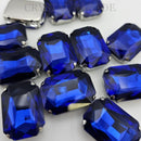 Luna Emerald Cut Sew on Stone in Silver Setting - Sapphire