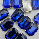 Luna Emerald Cut Sew on Stone in Silver Setting - Sapphire