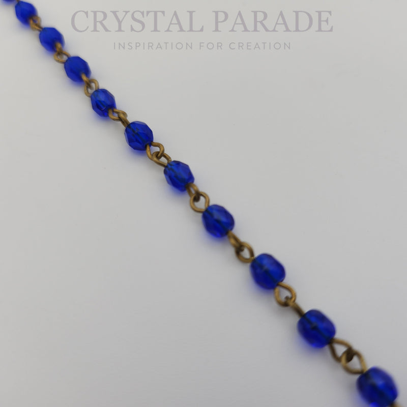 Preciosa Vintage Beaded Chain - Sapphire 1m