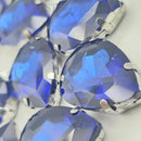 Luna Peardrop Sew on Stone in Silver Setting - Sapphire