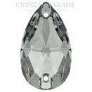 Swarovski 3230 Peardrop Sew on Stone - Silver Night Unfoiled