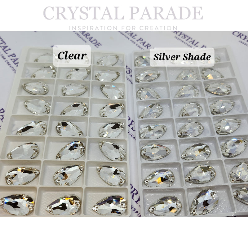Zodiac Crystal Peardrop Sew on Stone - Silver Shade