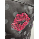 Crystal Parade Black Polkadot Shorts Pyjama Set with Rhinestone Lips