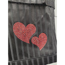 Crystal Parade Black Striped Shorts Pyjama Set with Rhinestone Love Heart