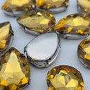 Luna Peardrop Sew on Stone in Silver Setting - Topaz