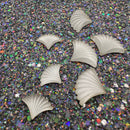 Preciosa Ribbed Glass Cabochon Fan - White