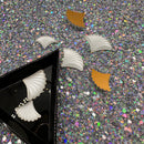 Preciosa Ribbed Glass Cabochon Fan - White