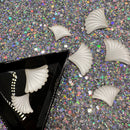 Preciosa Ribbed Glass Cabochon Fan - White