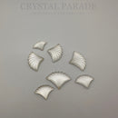 Preciosa Ribbed Glass Cabochon Fan - White