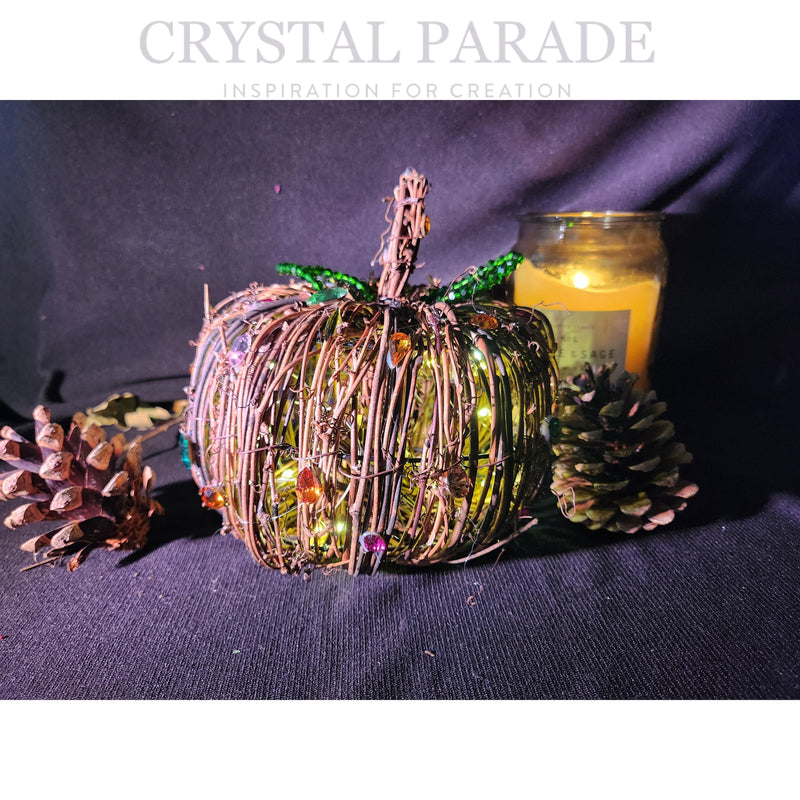 Hand Embellished Wicker Pumpkin with Swarovski & Preciosa crystals