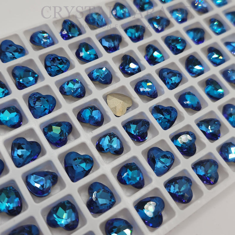 Zodiac Fancy Stone Pointy Back Heart - Bermuda Blue 8mm