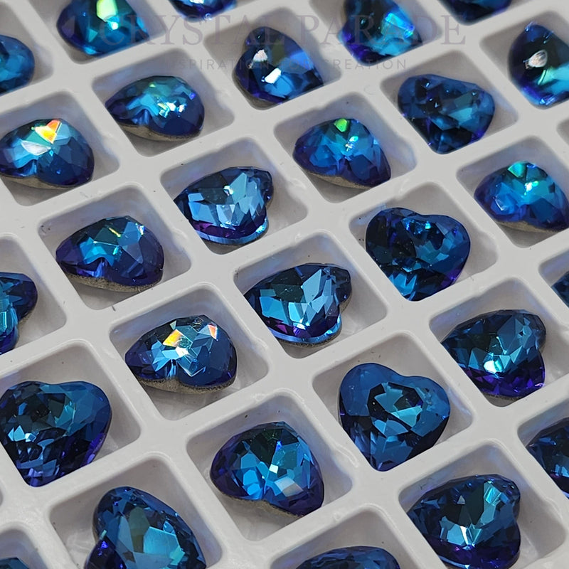 Zodiac Fancy Stone Pointy Back Heart - Bermuda Blue 8mm