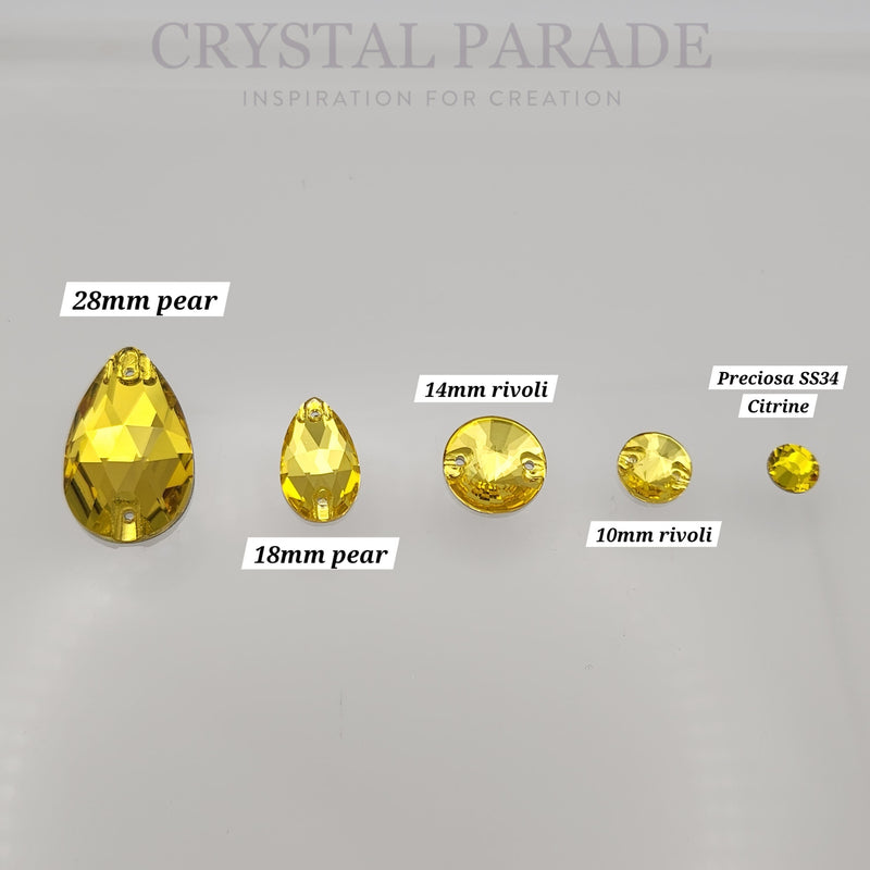 Zodiac Crystal Rivoli Sew on Stone - Citrine Yellow