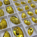 Zodiac Crystal Peardrop Sew on Stone - Citrine Yellow