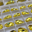Zodiac Crystal Peardrop Sew on Stone - Citrine Yellow