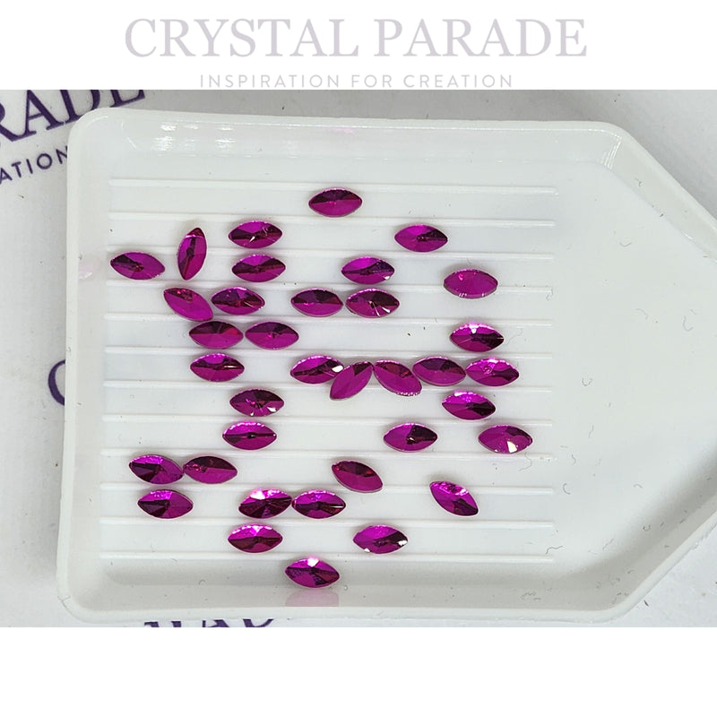 Zodiac Crystal Navette 6mm x 4mm Fuchsia - Pack of 20