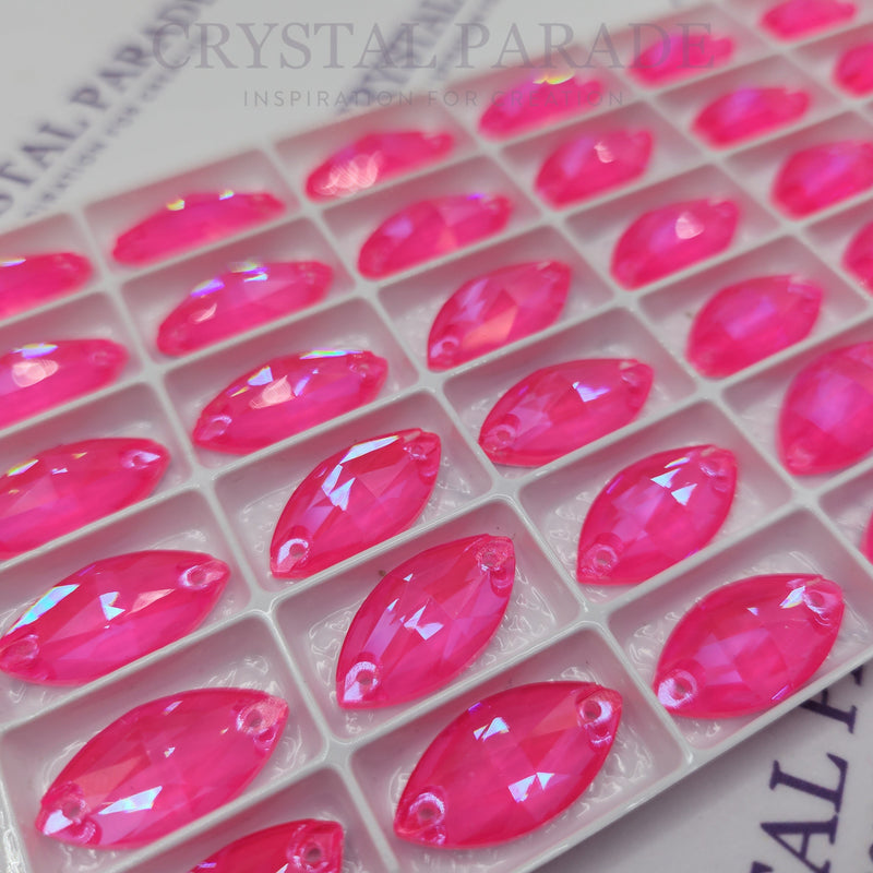 Zodiac Crystal Navette Sew on Stone - Neon Pink Shimmer