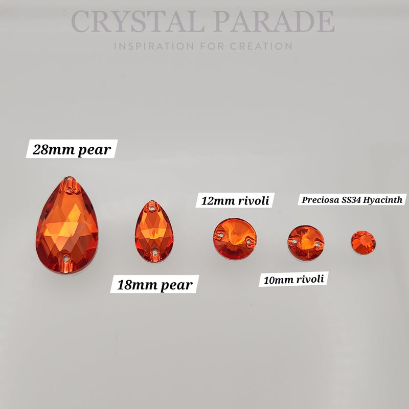 Zodiac Crystal Rivoli Sew on Stone - Hyacinth Orange