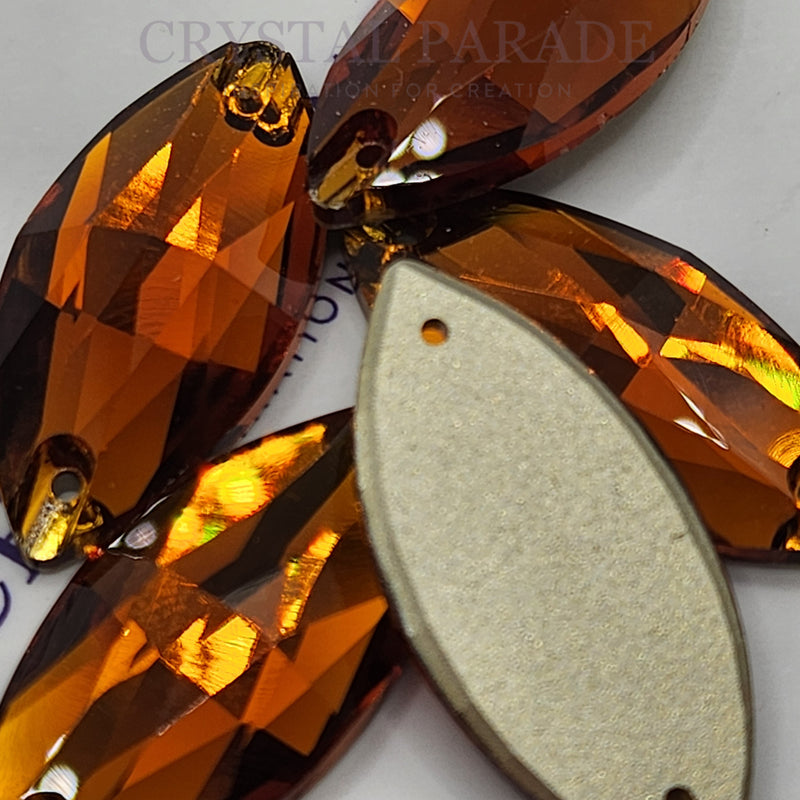 Zodiac Crystal Navette Sew on Stone - Tangerine