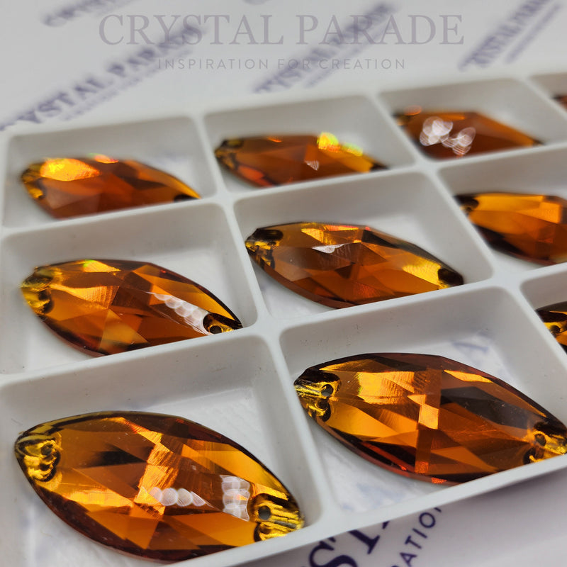 Zodiac Crystal Navette Sew on Stone - Tangerine