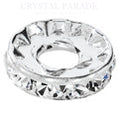 Preciosa Large Hole Rondelles Clear Crystal - Silver Plated