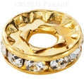 Preciosa Large Hole Rondelles Clear Crystal - Gold Plated