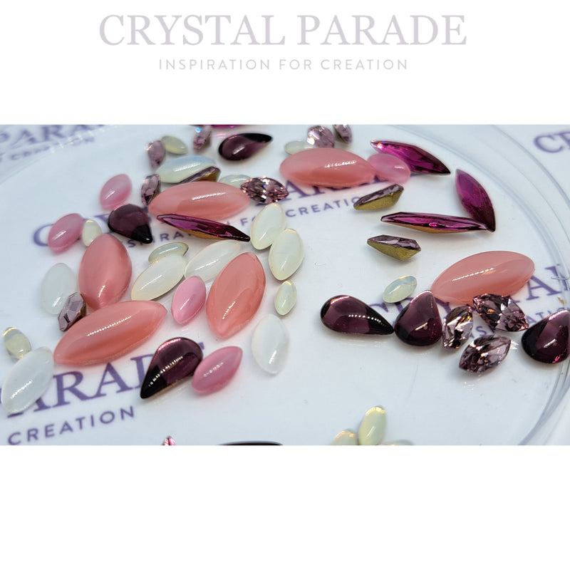 Vintage Crystals and Opals Pretty Petals Mix - Pack of 50 Pink