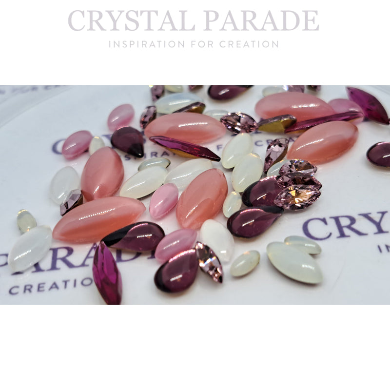 Vintage Crystals and Opals Pretty Petals Mix - Pack of 50 Pink