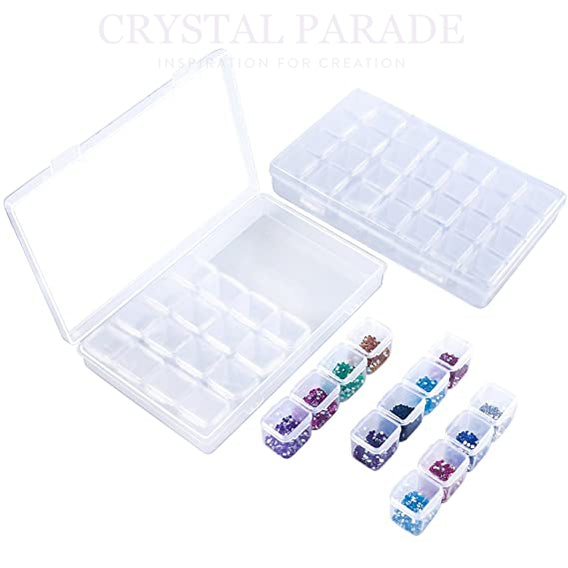 Diamond Painting Clear Storage Box with 28 Flip Lid Pots