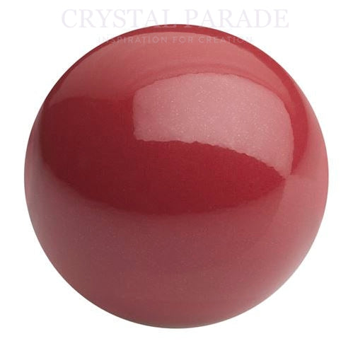 Preciosa Round Half Drilled Pearl - Cranberry