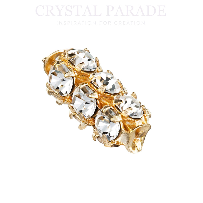 Preciosa Rondelle Tube Gold Plated - Clear Crystal