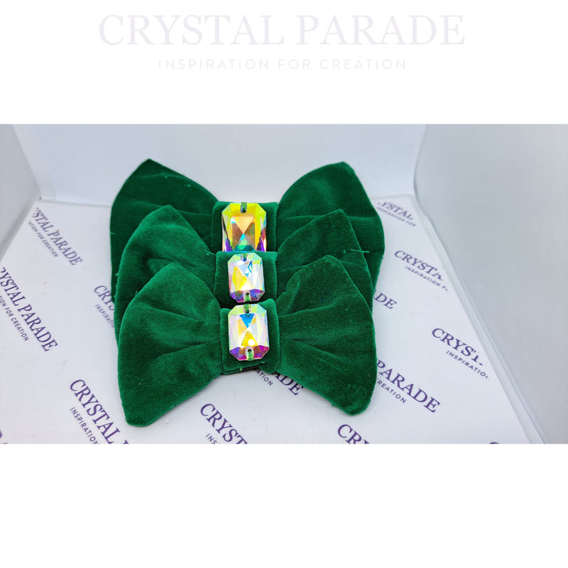 Velvet Dog Collar with Zodiac Crystal - Forest Green