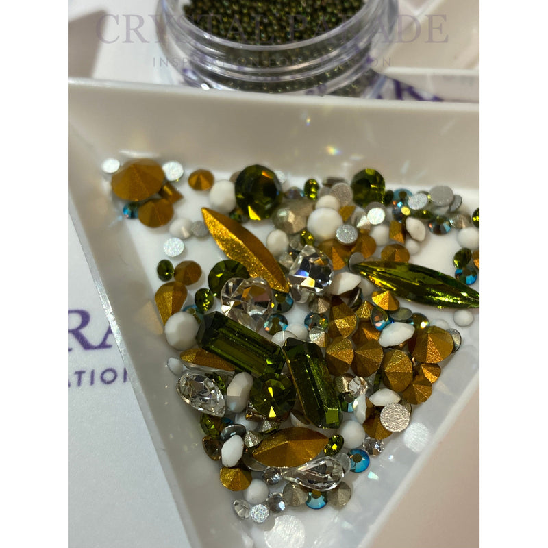 Swarovski and Preciosa 3D Bumper Crystal Mix Pack of 175 - Peace Lily + Caviar Beads