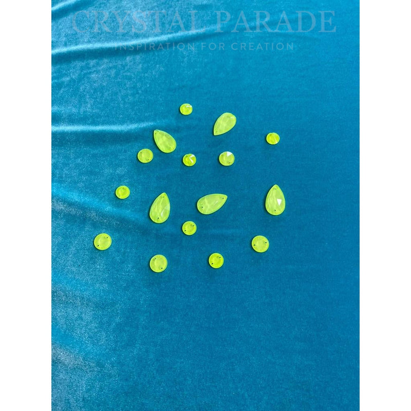 Zodiac Crystal Peardrop Sew on Stone - Neon Green