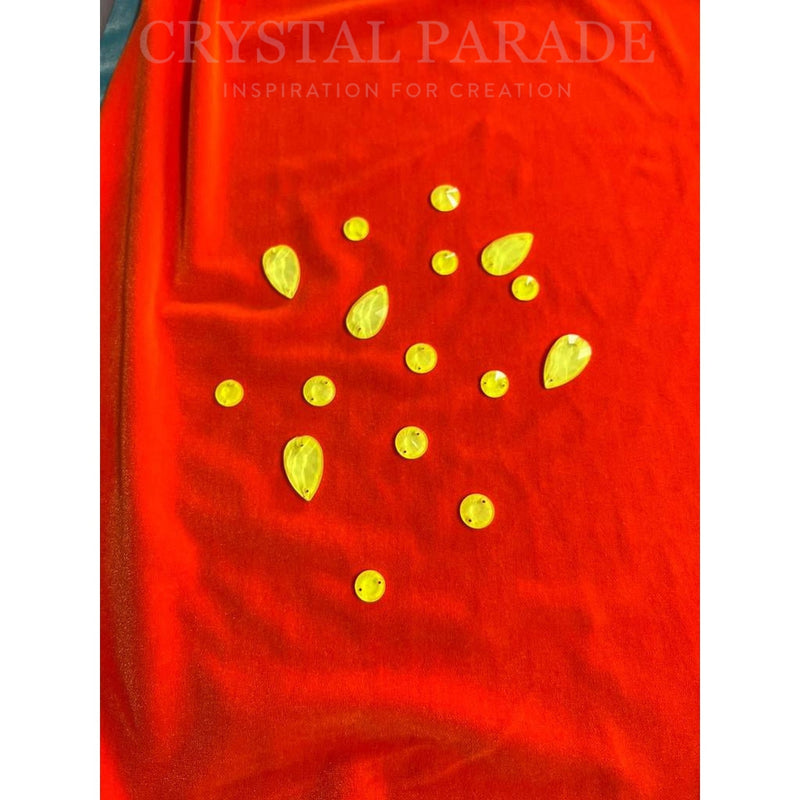 Zodiac Crystal Peardrop Sew on Stone - Neon Yellow